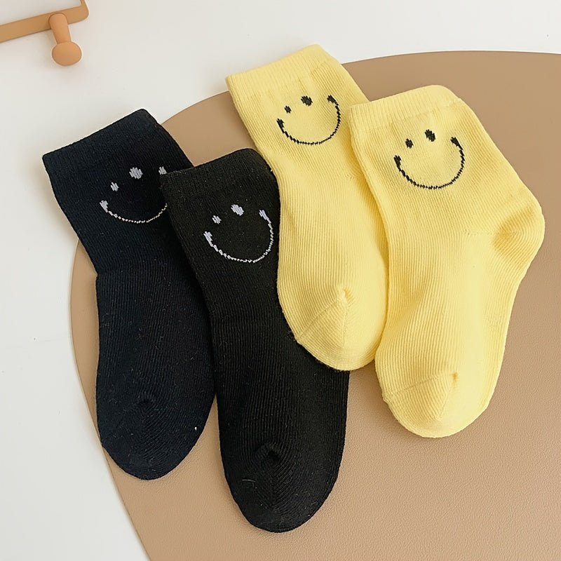 Smiling Face Pattern Cotton Crew Socks for Kids