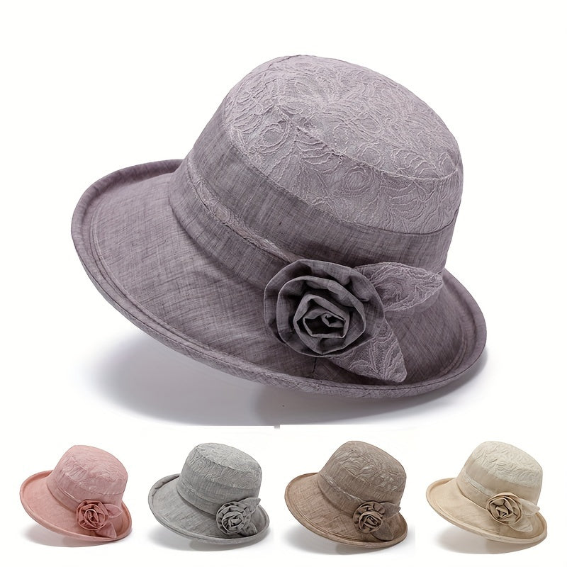 Lace Bucket Hat Flower Decor Thin Basin Hat Sun Hats For Women