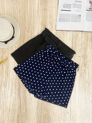 2 Pack Women's Casual Shorts: Solid Elastic & Polka Dot Tie Waist