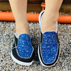 Glitter Mule Sneakers Slip On Canvas Shoes