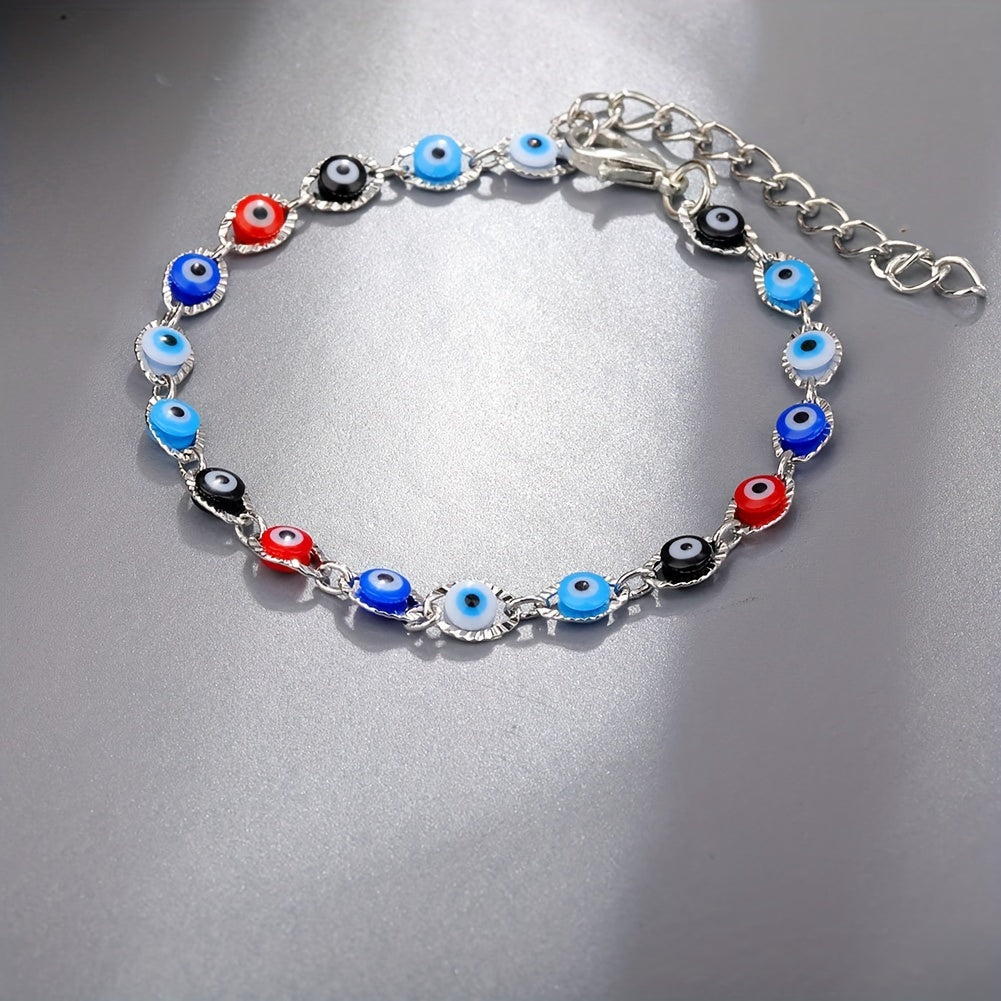 Multicolor Devil's Eye Beads Resin Bracelet