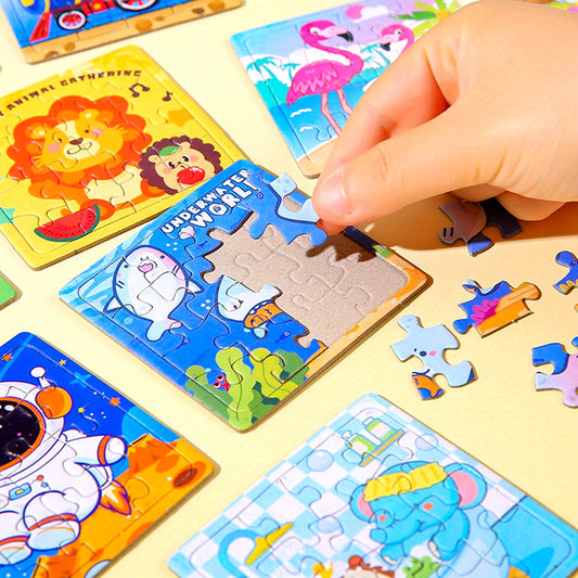 Educational Animal Cartoon Puzzle Toys - Colorful Square Puzzles for Kids