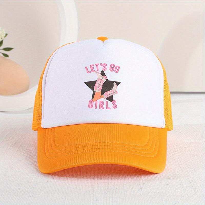 Kids Pink High Heels Mesh Baseball Cap Sunshade Trucker Hat