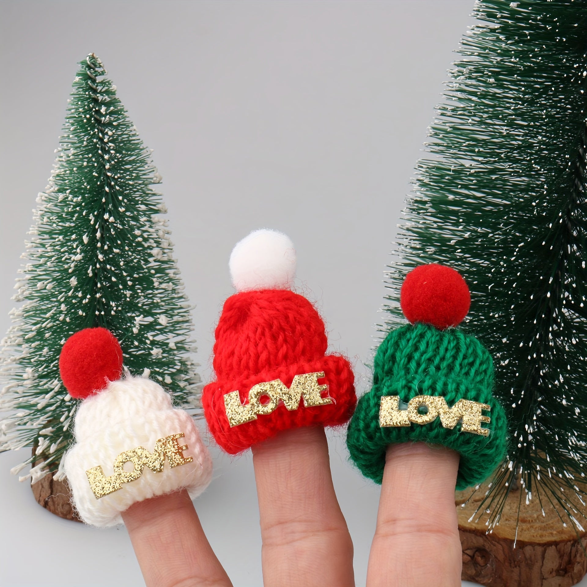 Mini LOVE Woolen Hat Christmas Gift Decorative Lollipop Fork Bottle Hat