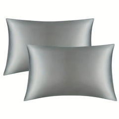 2pcs Silvery Grey Silk Pillowcase Satin Pillowcase with Envelope Closure