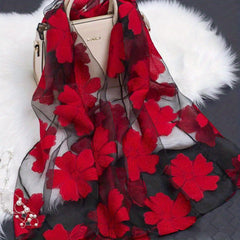 Flower Lace Stitching Shawl Soft Breathable Scarf Light Thin