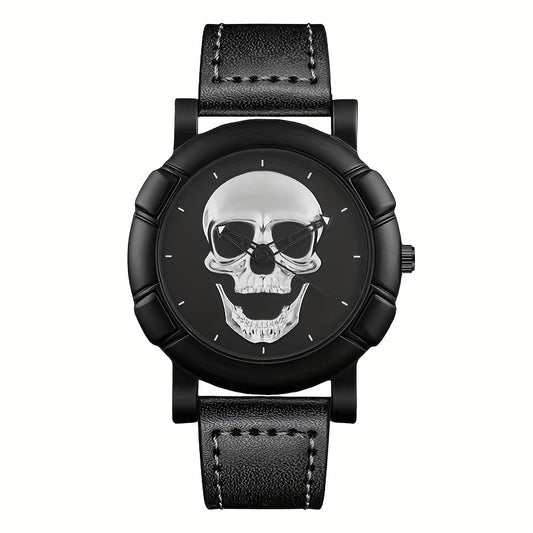 Hiphop Men's Watch Skull Pattern Quartz Wristwatch Set