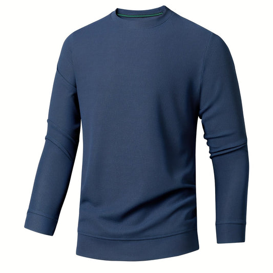 Men's Crew Neck Pullover Solid Sweatshirt for Spring Fall