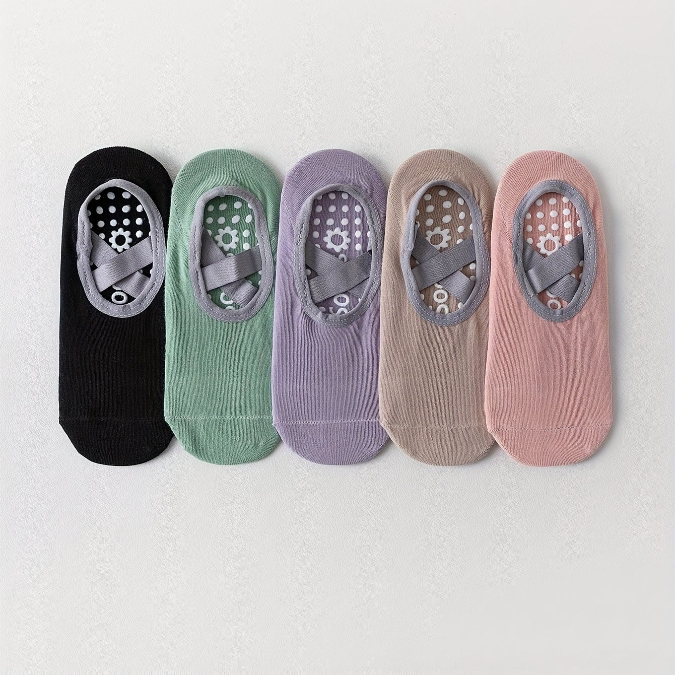 5 Pairs Anti Slip Yoga Socks for Exercise Fitness Indoor Jump Rope Dance Socks