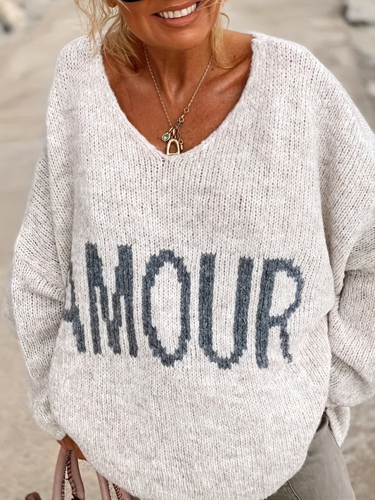  Casual Sweater Women's Plus V Neck Jumper