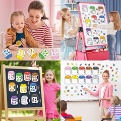 60 Kids Recognition Magnetic Stickers 10 Colors Reusable Fridge & Blackboard
