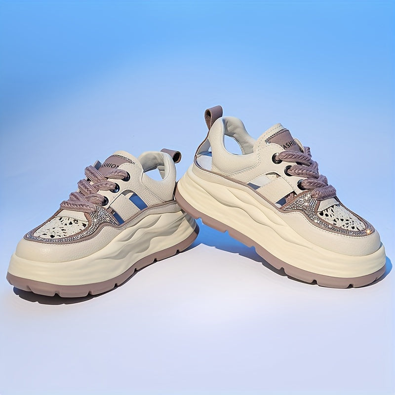 Women's Floral Hollow Out Platform Sandals Retro Thick Sole Casual Footwear