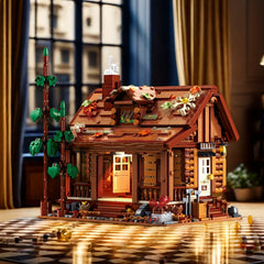 Vintage Forest Cabin Building Block Set with LED Lights