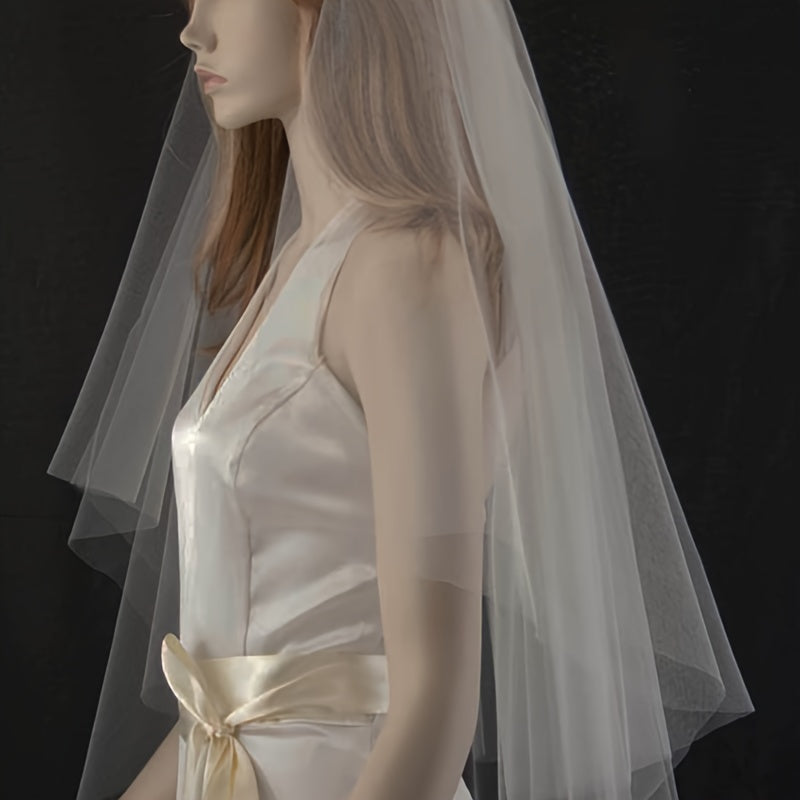 Bridal Wedding Veil Hair Accessory Flowing Single Layer Prom Formal Gift