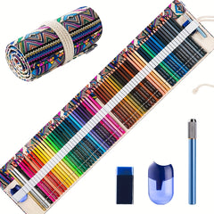CCFoud 72 Colored Pencils Set with Canvas Wrap