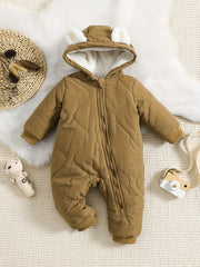 Infant Hooded Thick Romper Long Sleeve Zipper Thermal Jumpsuit