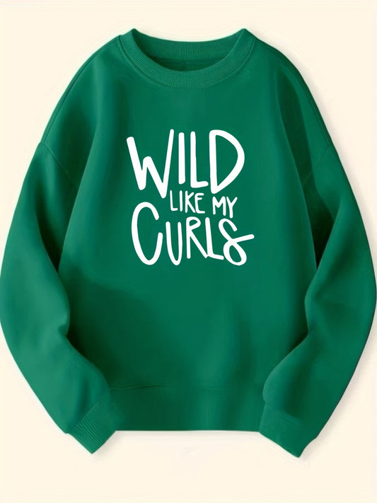 Girls Wild Like My Curls Sweatshirt Long Sleeve Pullover Spring Fall Clothing