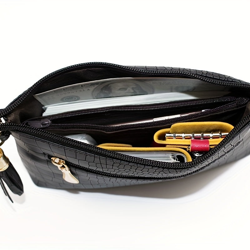 Crocodile Pattern Crossbody Bag PU Shoulder Bag Women's Handbag