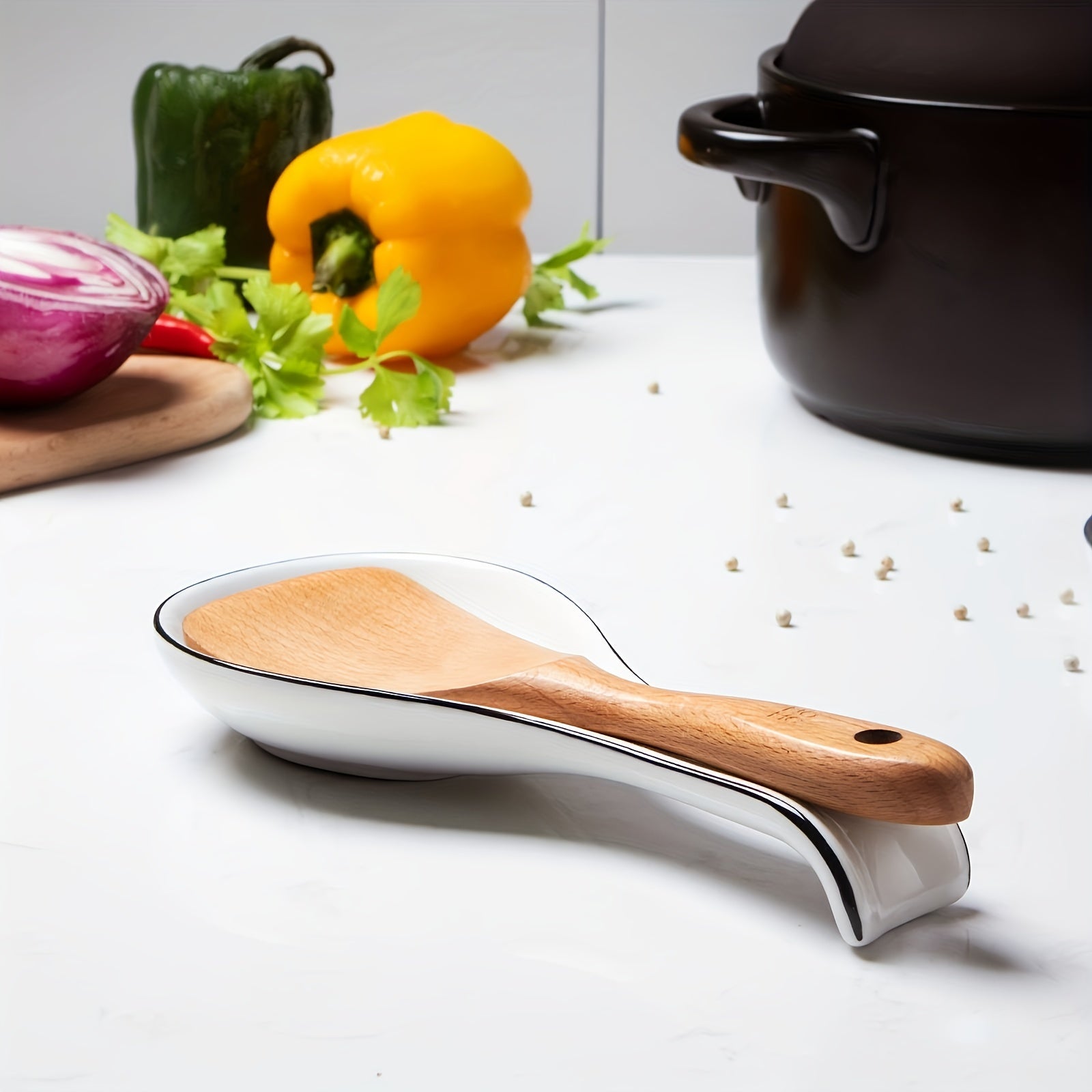 Ceramic Spoon Rest For Stove Top Porcelain Spoon Holder Large Utensil Rest