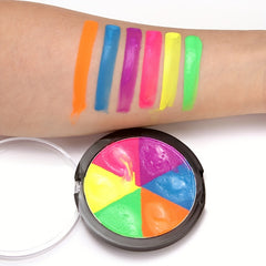 6 Colors Fluorescent Face Body Paint Round Box Water Soluble Body Paint