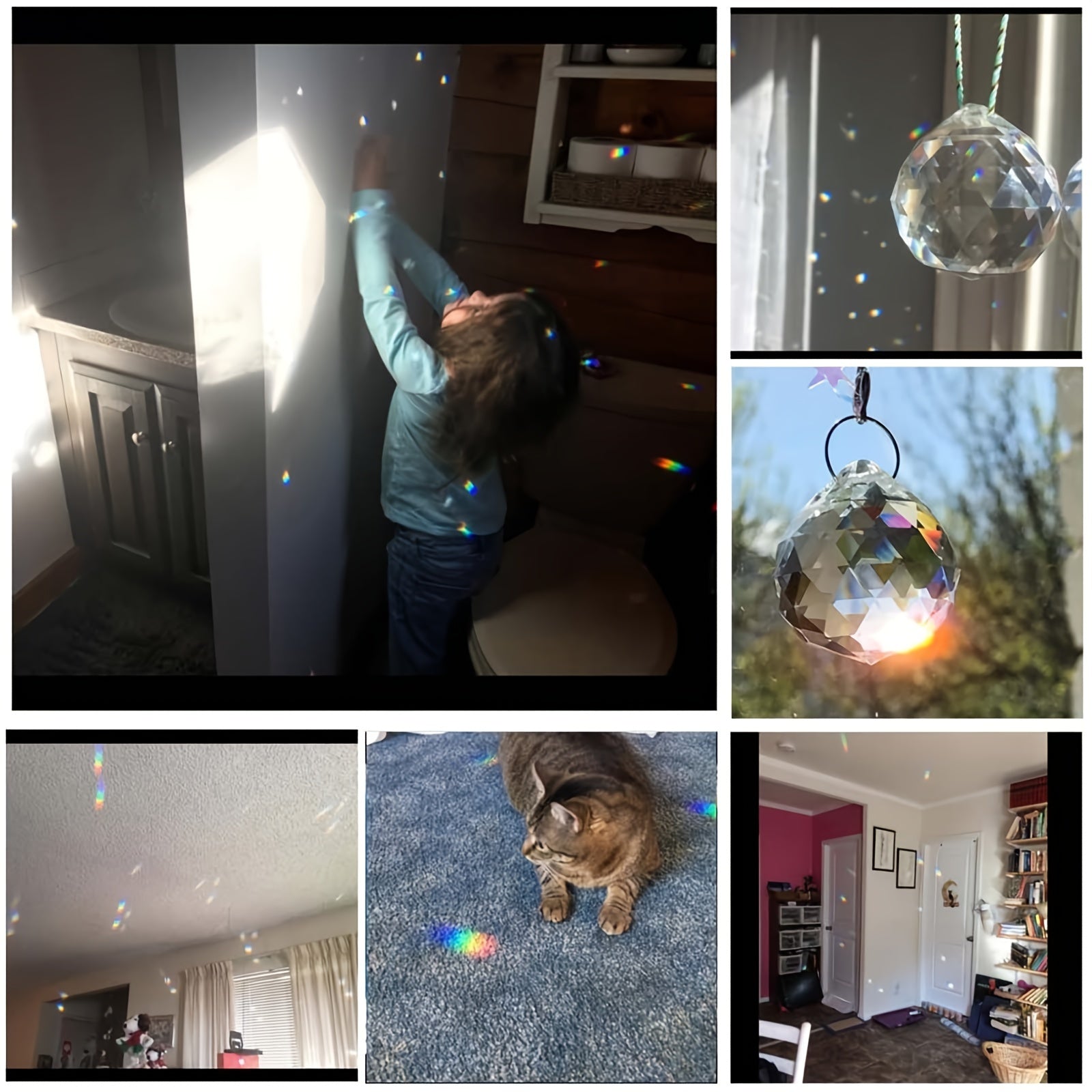 2pcs Clear Glass Crystal Ball Prism Pendants - Magical Home Decor
