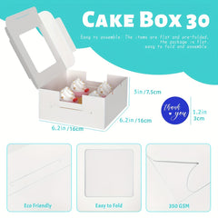 30pcs Cake Boxes Bakery Boxes with Window