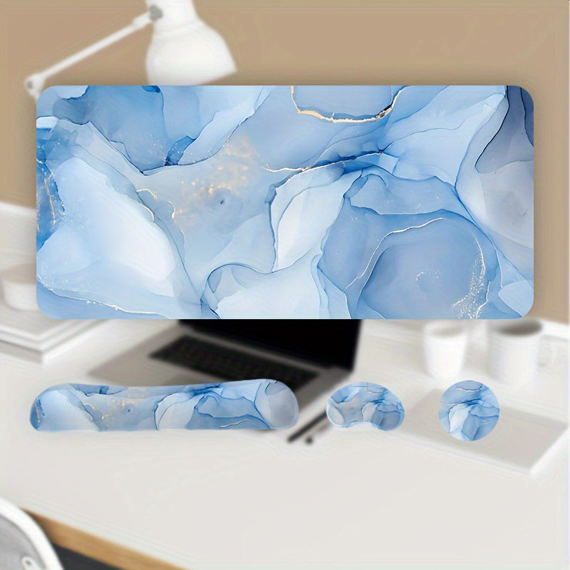 Golden Marble Texture Desk Mat Large Mouse Pad Set