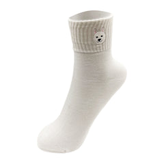 Embroidered Puppy Mid-Calf Socks