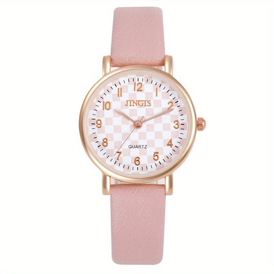 Vintage Grid Watch Pointer Alloy Wrist Watch with Colorful Strap