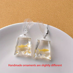 Y2K Goldfish Water Bag Shape Dangle Earrings