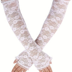 Lace Hollow Out Sleeve Long Sunscreen UV Protection Sleeve Arm Guard Fingerless
