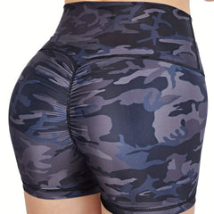 Camouflage Pattern Yoga Shorts Butt Lift High Elastic Sports Running Shorts