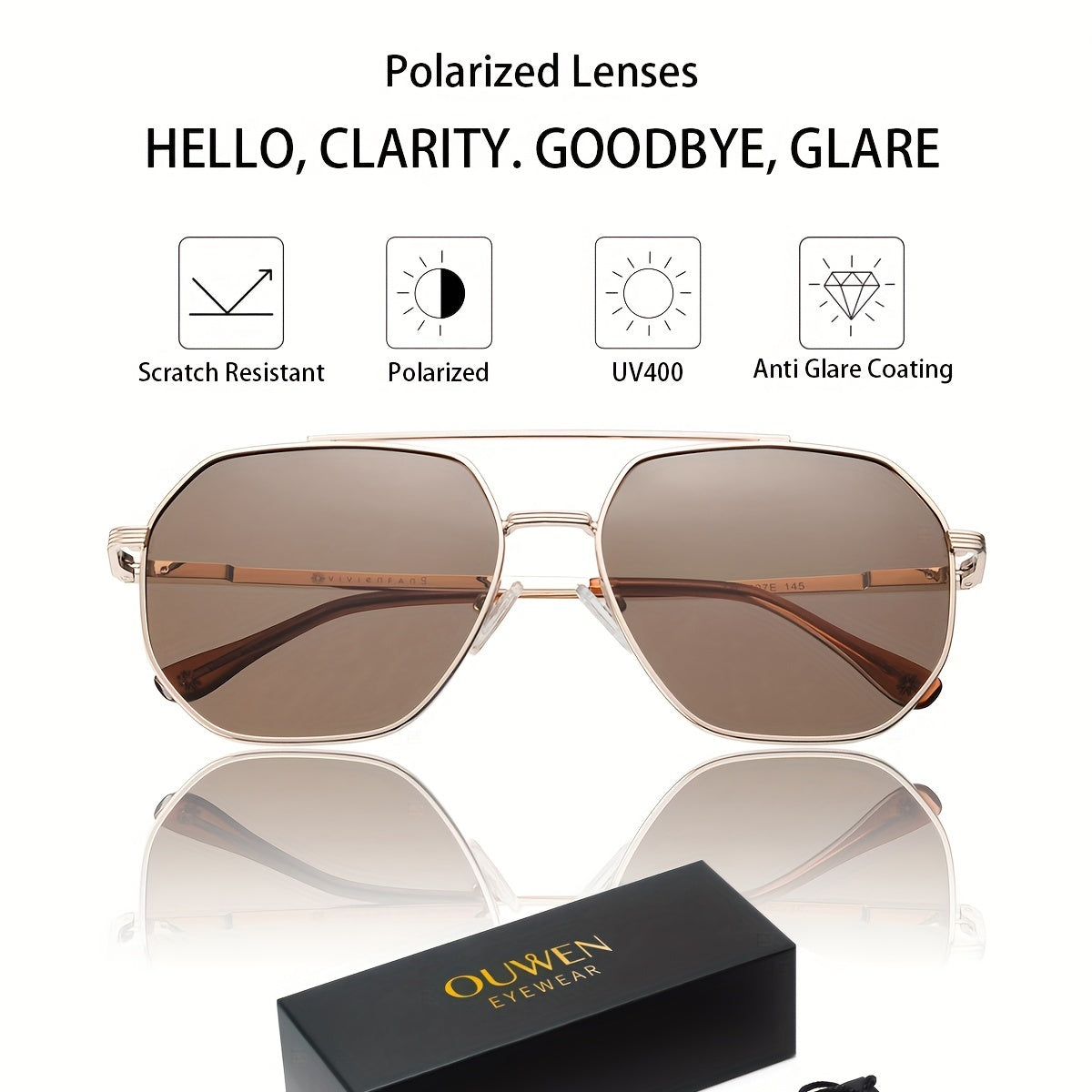 Polarized Flexible Aviator Sunglasses Men Women UV400 Protection VF2207E