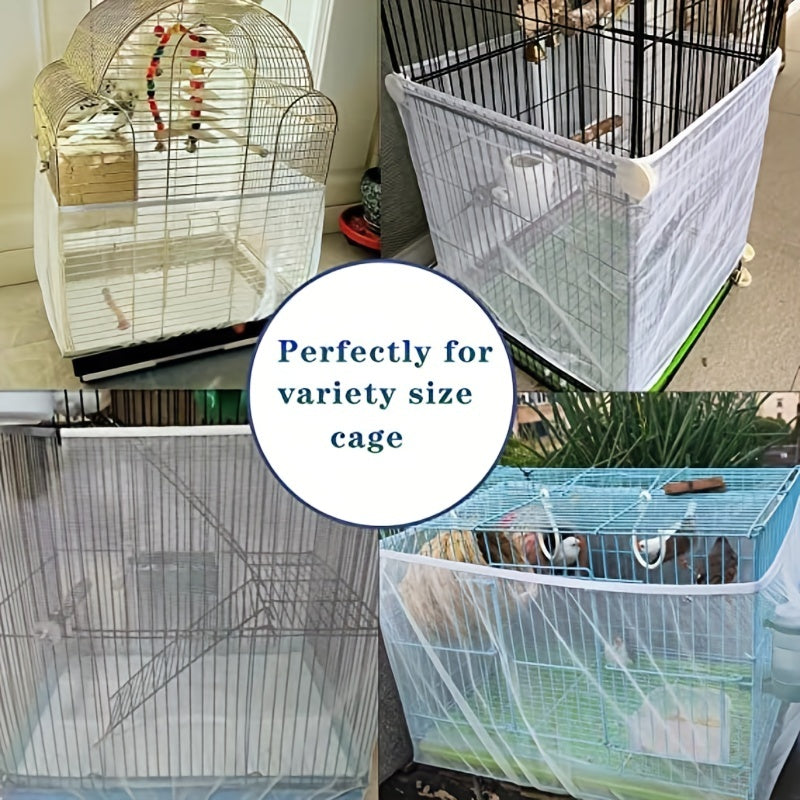 Mesh Bird Cage Cover Seed Catcher Protective Bird Cage Accessories