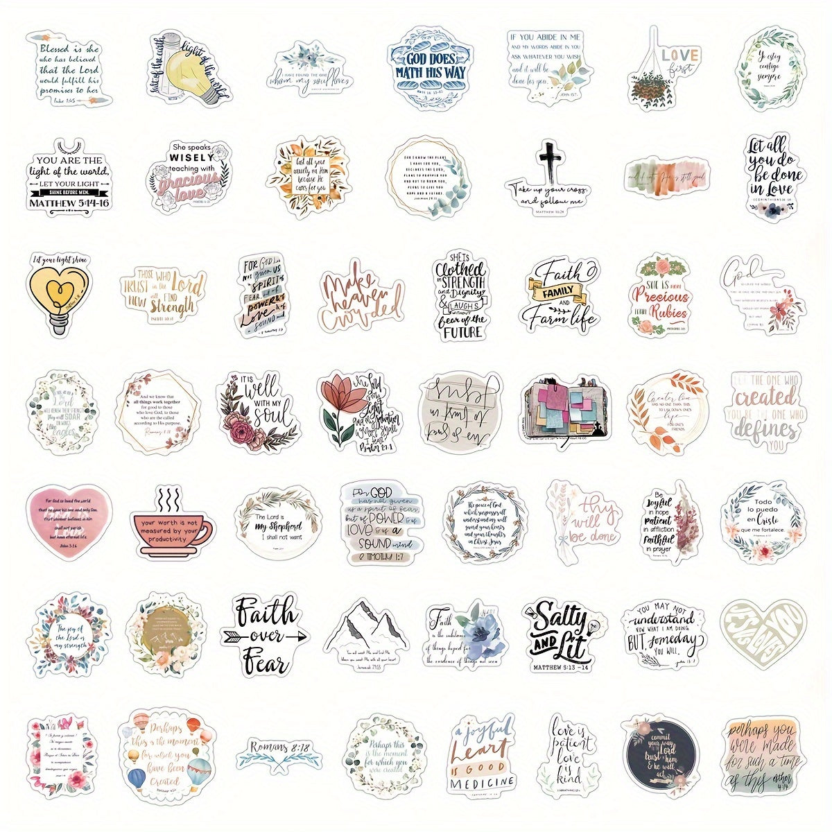 200 Bible Verses Stickers Vinyl Scrapbook Laptop Water Bott