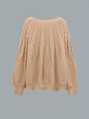  Casual Sweater Women's Plus Plain Jacquard Long Sleeve