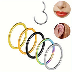 5pcs Stainless Steel Nose Ring Hoop Ear Cartilage Earrings Piercing Jewelry