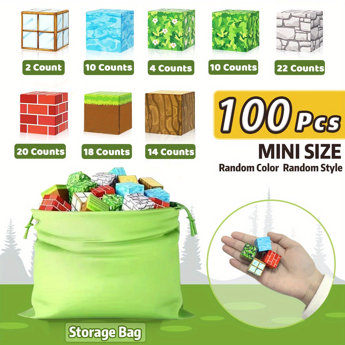 Magnetic Building Blocks 100pcs DIY 3D Puzzle Toy Creative Forest Home Decor