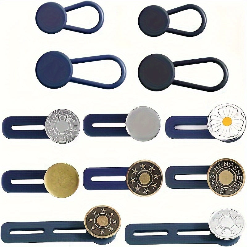 12pcs Adjustable Jean Belt Extenders No Sewing Needed Assorted Colors