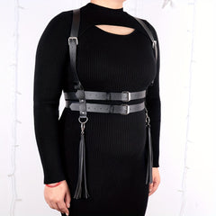  Harness Belt PU Leather Tassel Body Chest Belt Women Punk