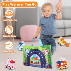 Toddler Car Toy Set with Map Mat and Storage Bags