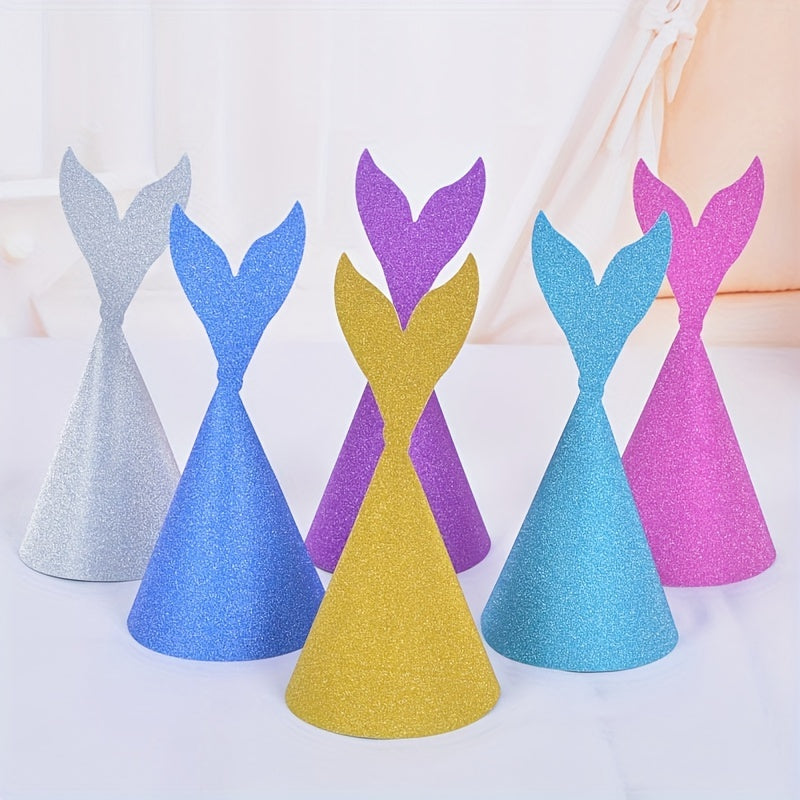 10pcs Glitter Birthday Hat Paper Party Hats Cone Hats Solid Art Craft Caps