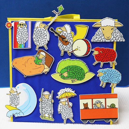 Green Sheep Felt Toy Apron Set with Storytelling Tool