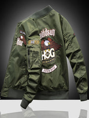 Embroidered Men's Slim Fit Sports Jacket Spring Autumn Windproof Motorcycle