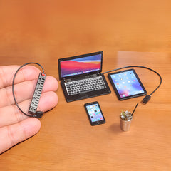 1:6 Scale Digital Devices & Coffee Set - Metal Smartphone, Tablet, Laptop