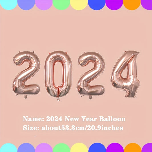 2022 New Year Balloons Golden Silvery Rose Golden Balloons Party Decorations