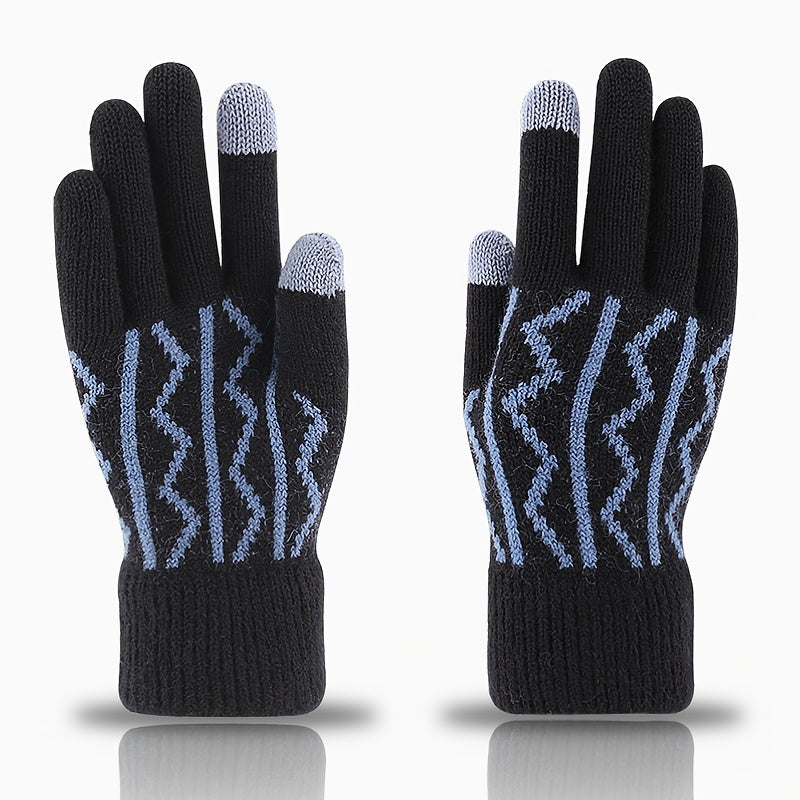 Warm Fleece Split Finger Men's Gloves Winter Touch Screen Cold Proof