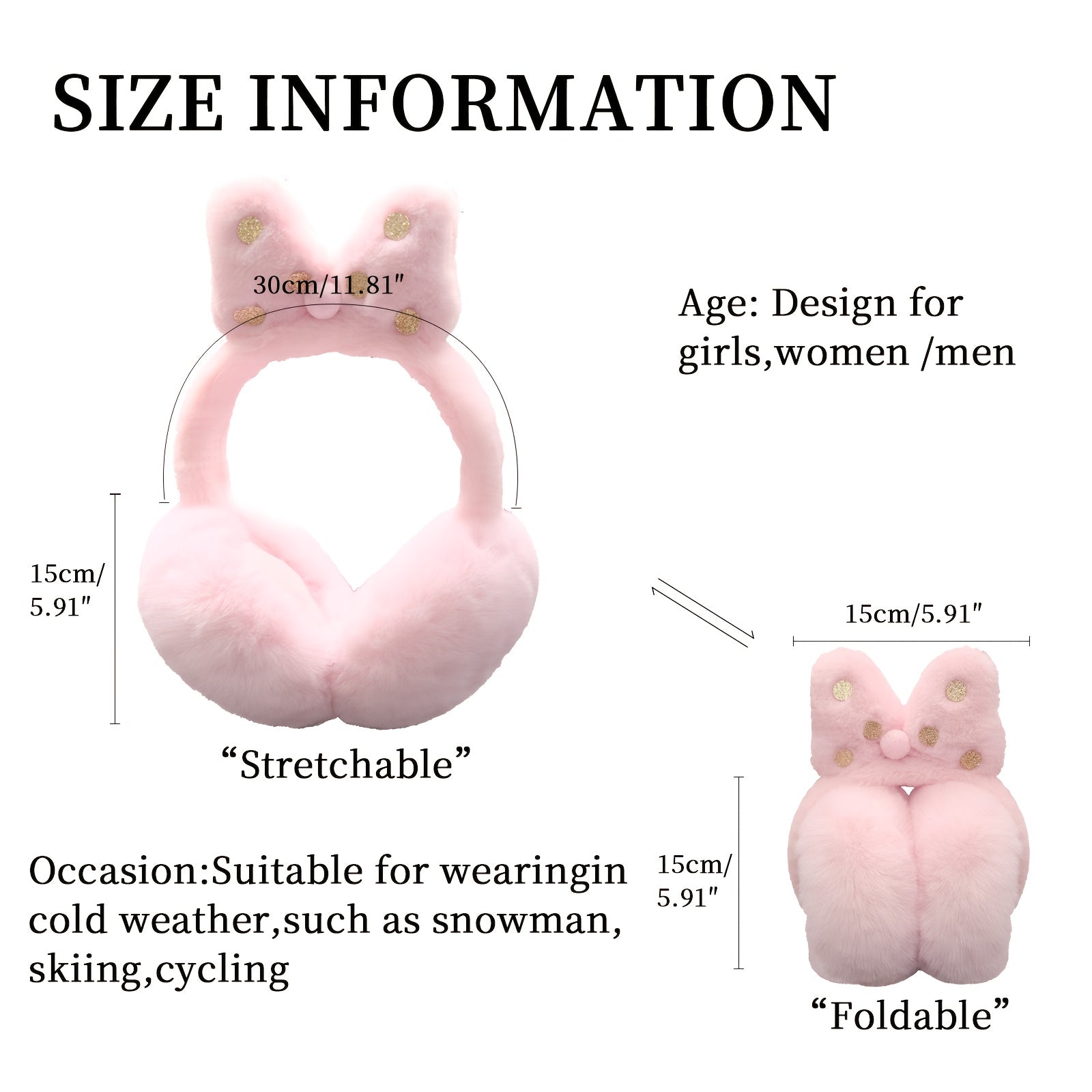 Women's Bow Decoration Ear Muffs, Plush Warm Earmuffs in 5 Colors