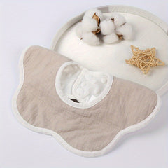 Baby Flower Shape 360 degree Rotating Beanie Velvet Baby Gauze Bib
