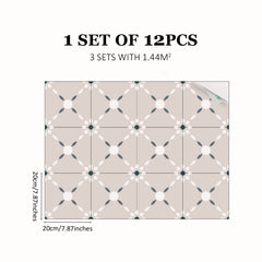 12pcs Nordic Minimalist Ceramic Tile Stickers for Kitchen Bathroom